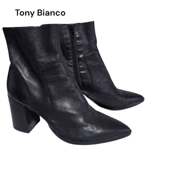 Tony Bianco BRAZEN Luxe Black Leather Ankle Boot Bootie High Heel Shoe Women 10 - Picture 3 of 14